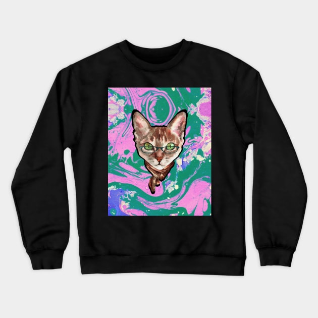 Trippy Cat Crewneck Sweatshirt by PrimalWarfare